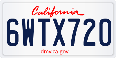 CA license plate 6WTX720
