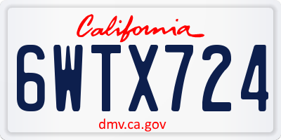 CA license plate 6WTX724