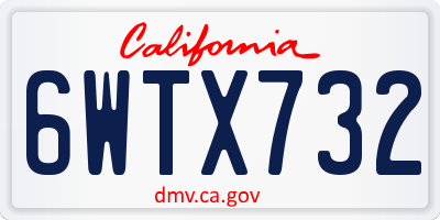 CA license plate 6WTX732