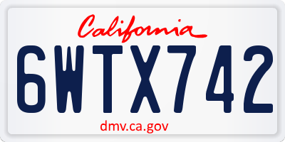 CA license plate 6WTX742