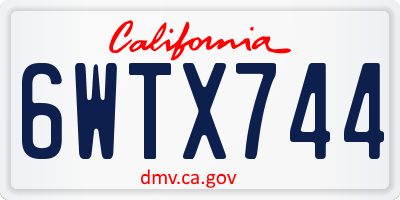 CA license plate 6WTX744