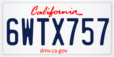 CA license plate 6WTX757
