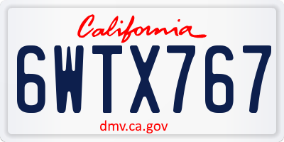 CA license plate 6WTX767