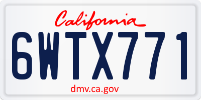 CA license plate 6WTX771