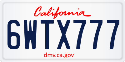 CA license plate 6WTX777
