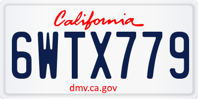 CA license plate 6WTX779