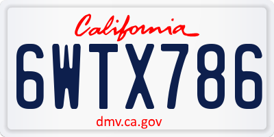 CA license plate 6WTX786
