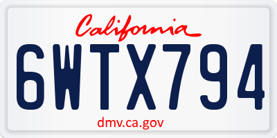 CA license plate 6WTX794