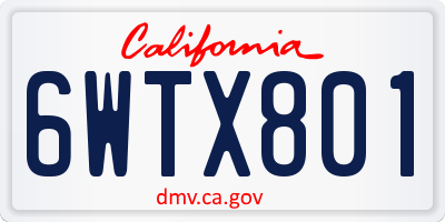 CA license plate 6WTX801