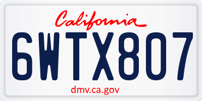 CA license plate 6WTX807