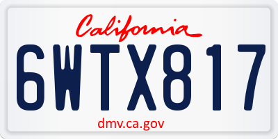 CA license plate 6WTX817