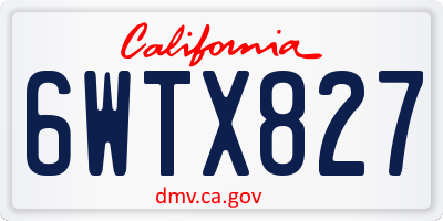 CA license plate 6WTX827