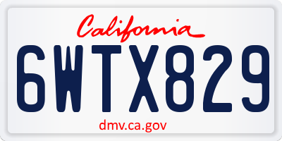 CA license plate 6WTX829