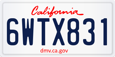 CA license plate 6WTX831
