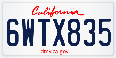 CA license plate 6WTX835