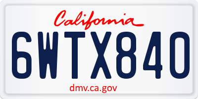CA license plate 6WTX840