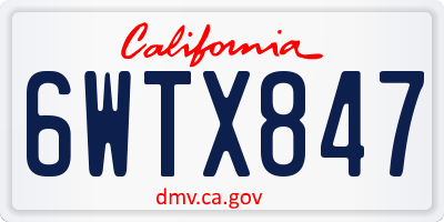 CA license plate 6WTX847