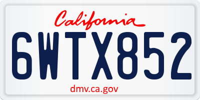 CA license plate 6WTX852