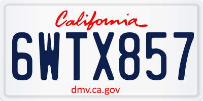 CA license plate 6WTX857