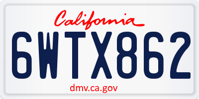 CA license plate 6WTX862