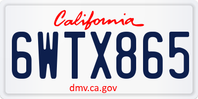 CA license plate 6WTX865