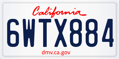 CA license plate 6WTX884