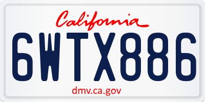 CA license plate 6WTX886