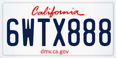 CA license plate 6WTX888