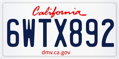 CA license plate 6WTX892