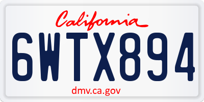CA license plate 6WTX894