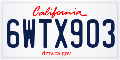 CA license plate 6WTX903