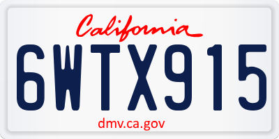 CA license plate 6WTX915
