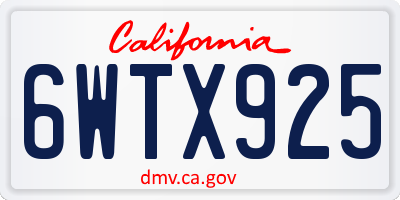 CA license plate 6WTX925