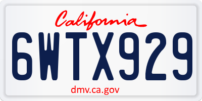 CA license plate 6WTX929
