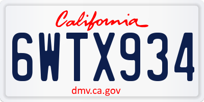 CA license plate 6WTX934
