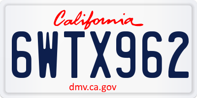 CA license plate 6WTX962