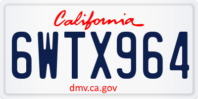 CA license plate 6WTX964