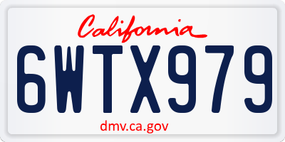 CA license plate 6WTX979
