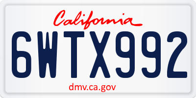CA license plate 6WTX992