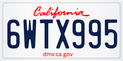 CA license plate 6WTX995