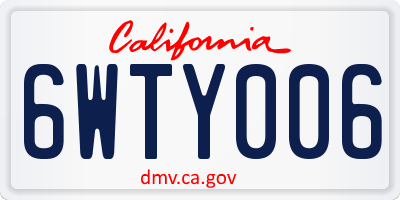 CA license plate 6WTY006