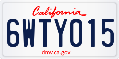CA license plate 6WTY015