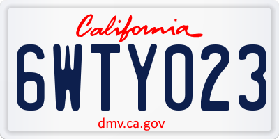 CA license plate 6WTY023