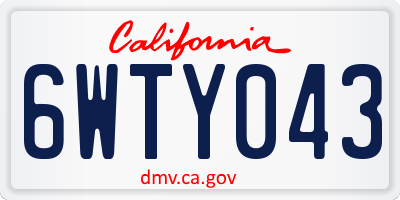 CA license plate 6WTY043