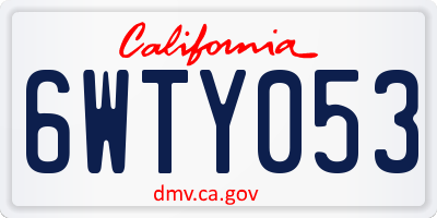 CA license plate 6WTY053