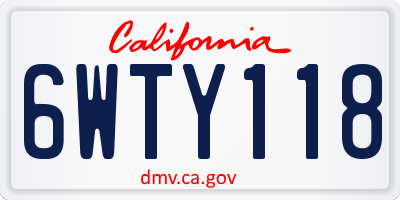 CA license plate 6WTY118