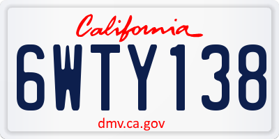 CA license plate 6WTY138