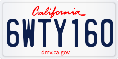 CA license plate 6WTY160