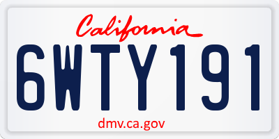 CA license plate 6WTY191