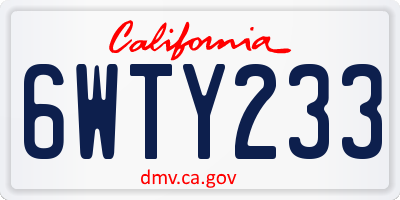 CA license plate 6WTY233